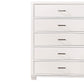 Modern Style Wooden Chest With 5 Drawers And Tapered Legs, White By Benzara | Cabinets |  Modishstore  - 3