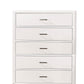 Modern Style Wooden Chest With 5 Drawers And Tapered Legs, White By Benzara | Cabinets |  Modishstore  - 4