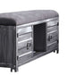Industrial Cushioned Metal Bench With 2 Cabinets And Open Shelf, Gray By Benzara | Benches |  Modishstore  - 2
