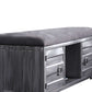 Industrial Cushioned Metal Bench With 2 Cabinets And Open Shelf, Gray By Benzara | Benches |  Modishstore  - 3
