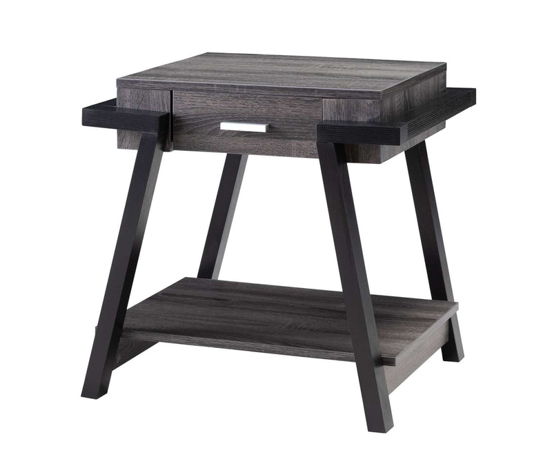 Wooden End Table With Angled Leg Support And 1 Drawer, Black And Gray By Benzara | Side Tables |  Modishstore 
