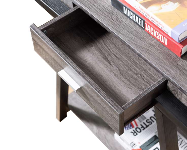 Wooden Console Table With Angled Leg Support And Drawer,Black And Gray By Benzara | Console Tables |  Modishstore  - 2