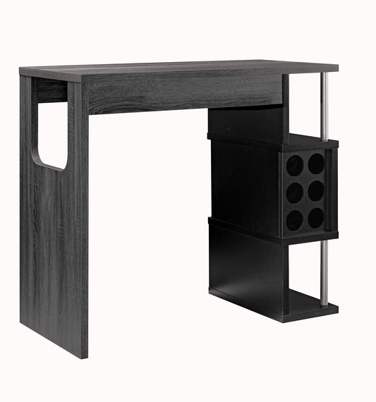 Transitional Style Wooden Bar Table With 3 Tier Side Shelves, Gray By Benzara | Bar Stools & Tables | Modishstore