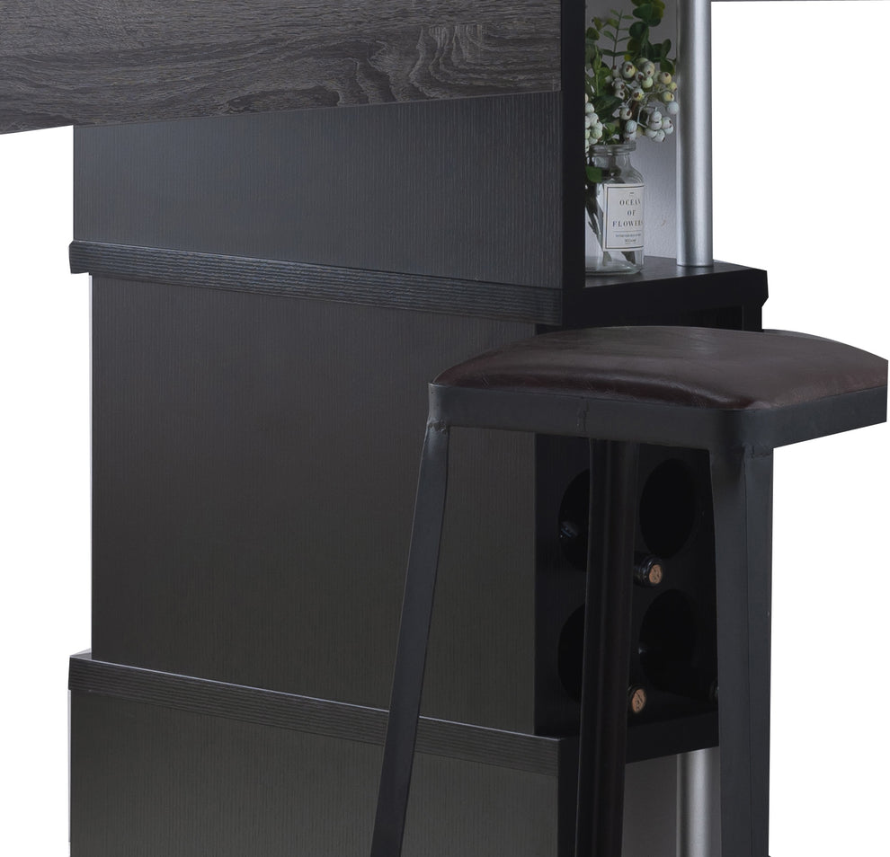 Transitional Style Wooden Bar Table With 3 Tier Side Shelves, Gray By Benzara | Bar Stools & Tables | Modishstore - 2