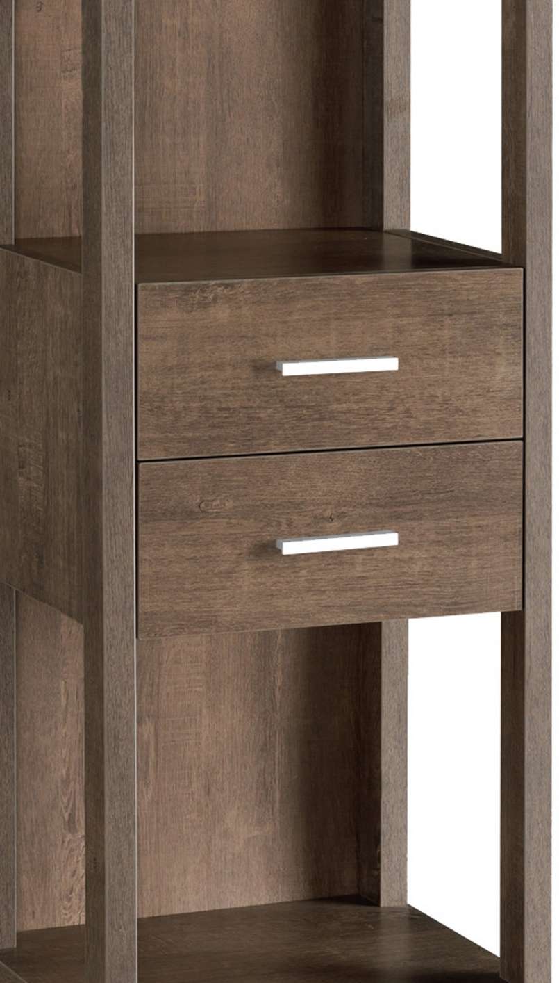 Transitional Wooden Pier With 4 Open Shelves And 2 Drawers, Brown By Benzara | Shelves & Shelving Units |  Modishstore  - 4