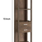 Transitional Wooden Pier With 4 Open Shelves And 2 Drawers, Brown By Benzara | Shelves & Shelving Units |  Modishstore  - 3