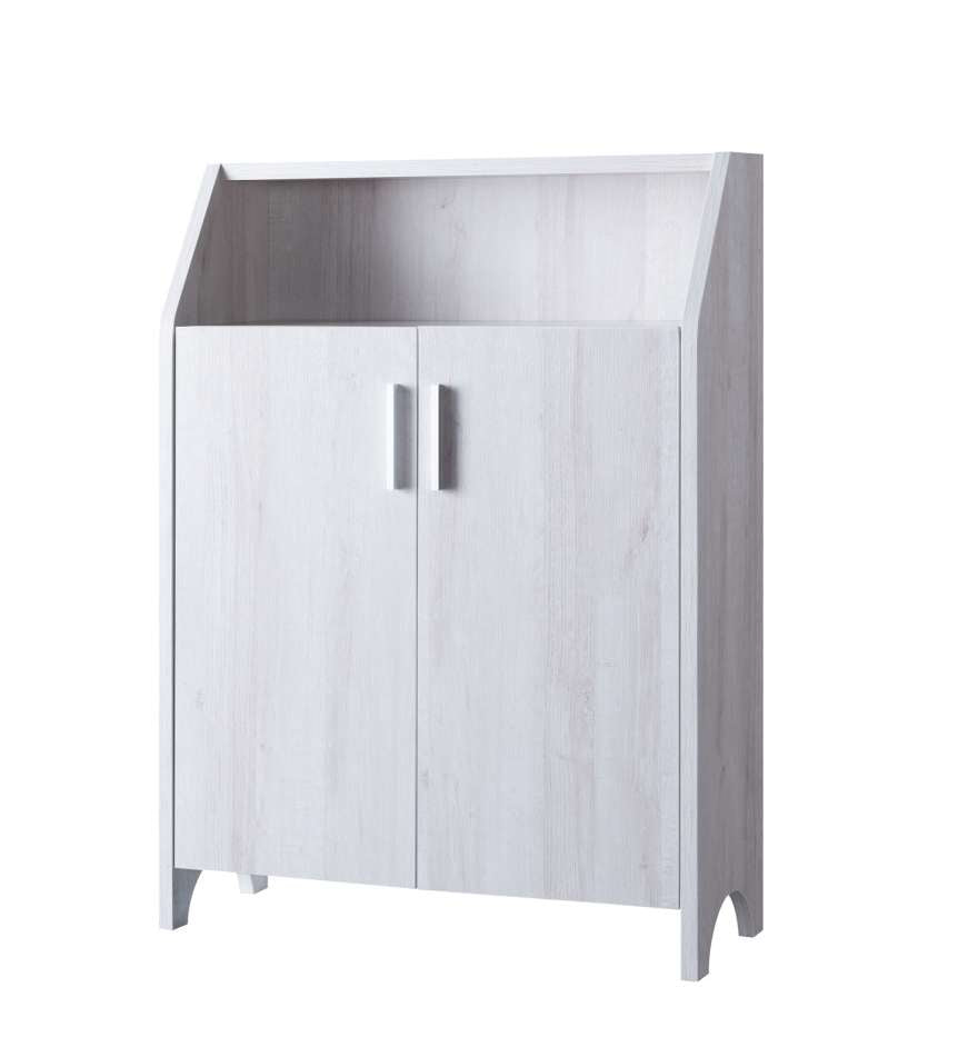 2 Door Wooden Shoe Cabinet With Top Shelf Storage, White By Benzara | Cabinets |  Modishstore  - 2