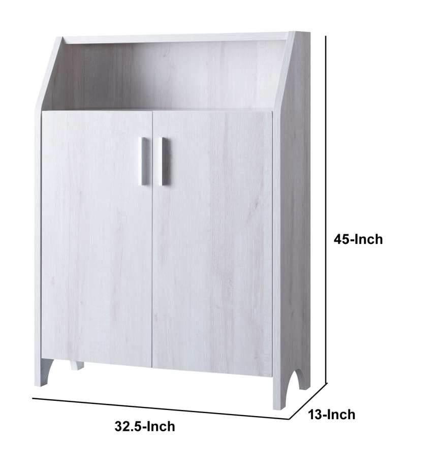 2 Door Wooden Shoe Cabinet With Top Shelf Storage, White By Benzara | Cabinets |  Modishstore  - 3