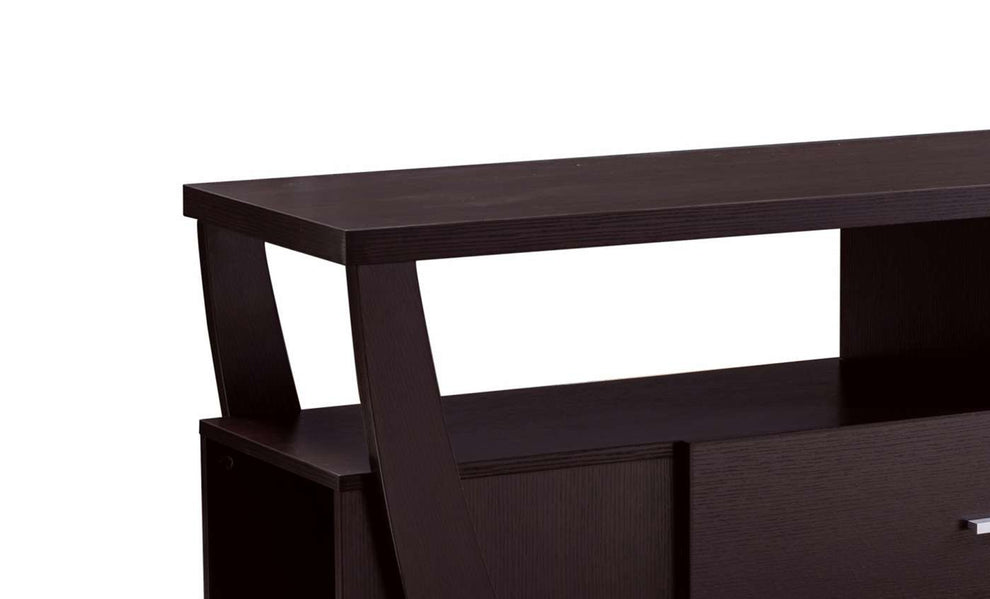 Modern Style Tv Stand With 2 Open Shelves And 2 Side Shelves, Brown By Benzara | Cabinets |  Modishstore  - 3