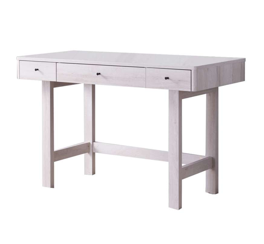 3 Drawer Rectangular Wooden Desk With Block Leg Support, White By Benzara | Desks |  Modishstore 
