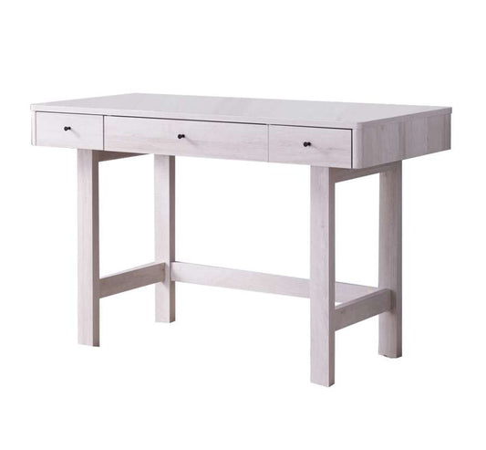 3 Drawer Rectangular Wooden Desk With Block Leg Support, White By Benzara | Desks |  Modishstore 