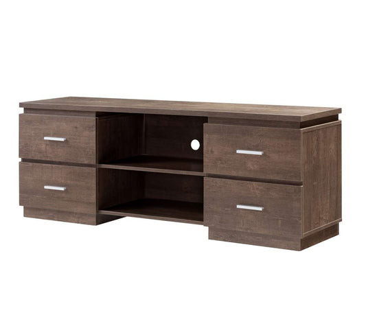 Transitional Wooden Tv Stand With 2 Open Shelves And 4 Drawers, Brown By Benzara | Cabinets |  Modishstore 