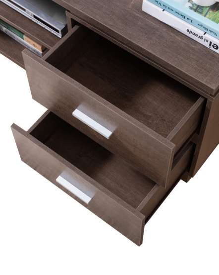 Transitional Wooden Tv Stand With 2 Open Shelves And 4 Drawers, Brown By Benzara | Cabinets |  Modishstore  - 5