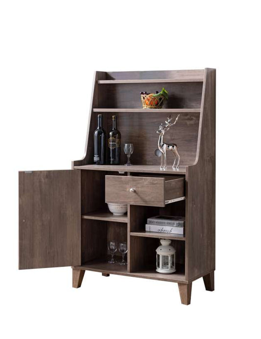 Wooden 1 Door Bakers Cabinet With 2 Top Shelves And 1 Drawer, Brown By Benzara | Cabinets |  Modishstore 