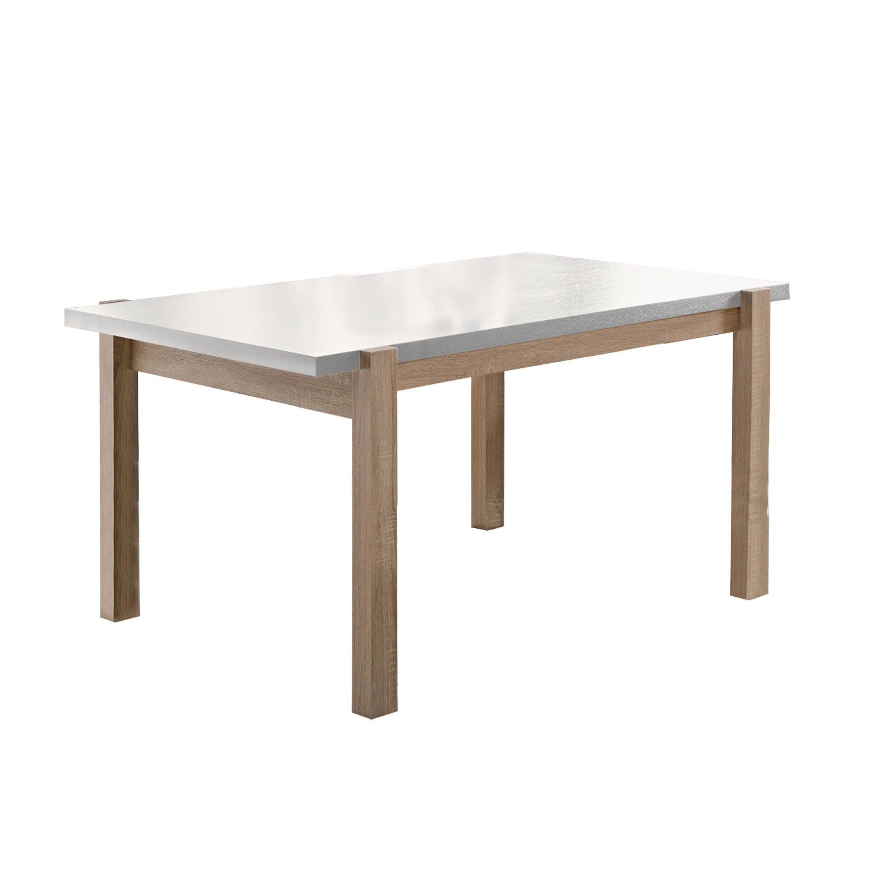 Rectangular Wooden Dining Table With Straight Legs, White And Brown By Benzara | Dining Tables | Modishstore