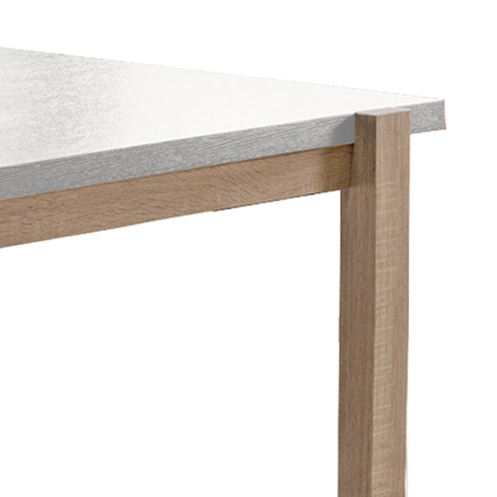Rectangular Wooden Dining Table With Straight Legs, White And Brown By Benzara | Dining Tables | Modishstore - 3