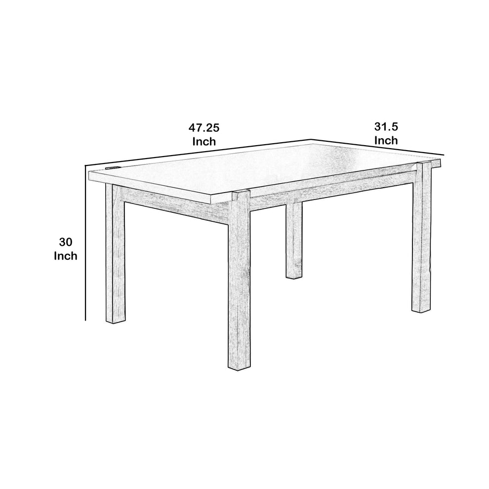 Rectangular Wooden Dining Table With Straight Legs, White And Brown By Benzara | Dining Tables | Modishstore - 5