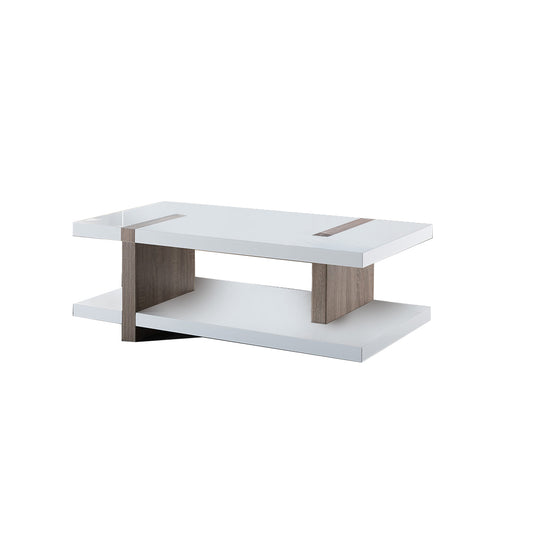 Rectangular Wooden Coffee Table With Sled Base, White And Brown By Benzara | Coffee Tables | Modishstore