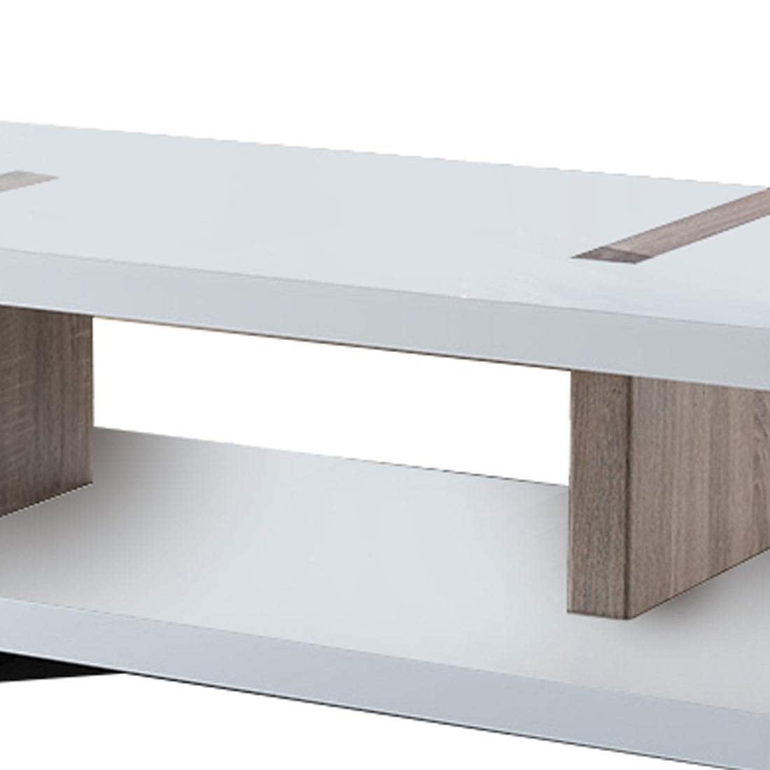 Rectangular Wooden Coffee Table With Sled Base, White And Brown By Benzara | Coffee Tables | Modishstore - 2