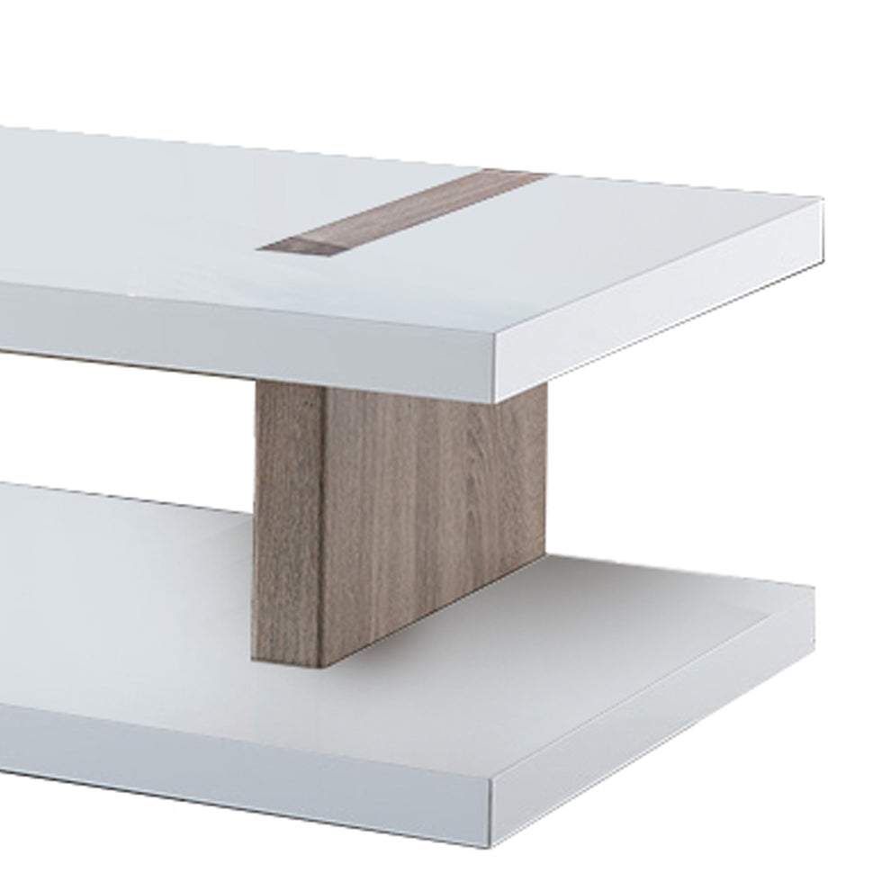 Rectangular Wooden Coffee Table With Sled Base, White And Brown By Benzara | Coffee Tables | Modishstore - 3