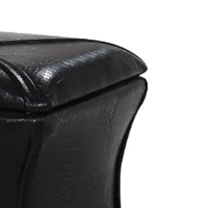 Leatherette Button Tufted Square Storage Ottoman With Seating, Black By Benzara | Ottomans |  Modishstore  - 2