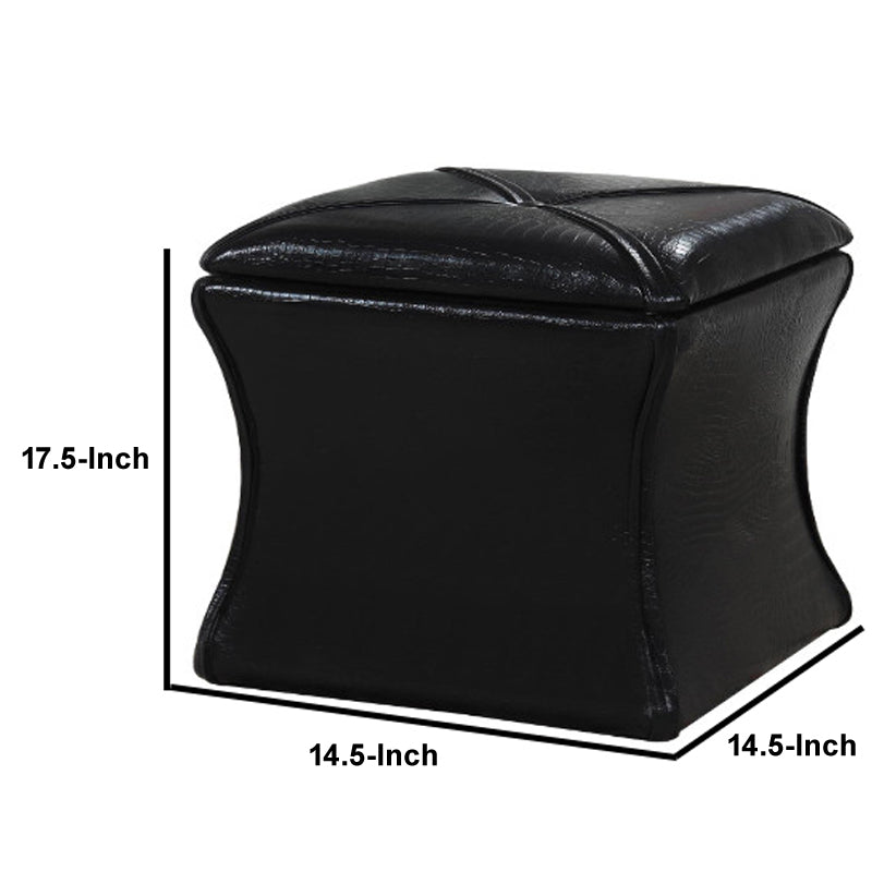 Leatherette Button Tufted Square Storage Ottoman With Seating, Black By Benzara | Ottomans |  Modishstore  - 4