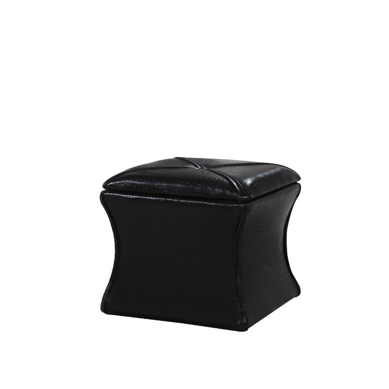 Leatherette Button Tufted Square Storage Ottoman With Seating, Black By Benzara | Ottomans |  Modishstore 