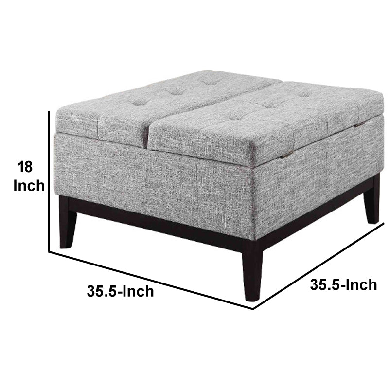 Fabric Upholstered Tufted Square Storage Coffee Table, Black And Gray By Benzara | Coffee Tables |  Modishstore  - 2
