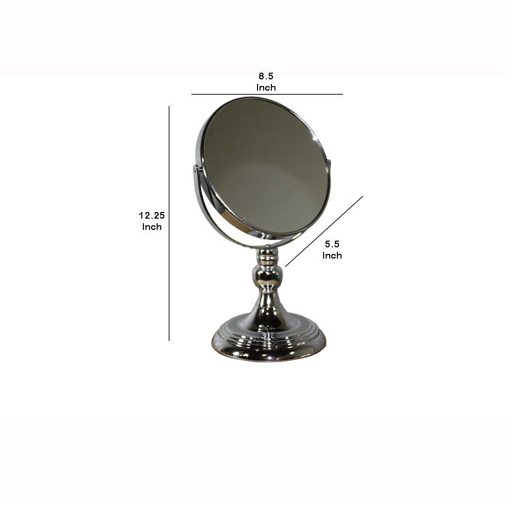 Metal Magnifying Makeup Mirror With 3X Magnification, Silver By Benzara | Mirrors |  Modishstore  - 5