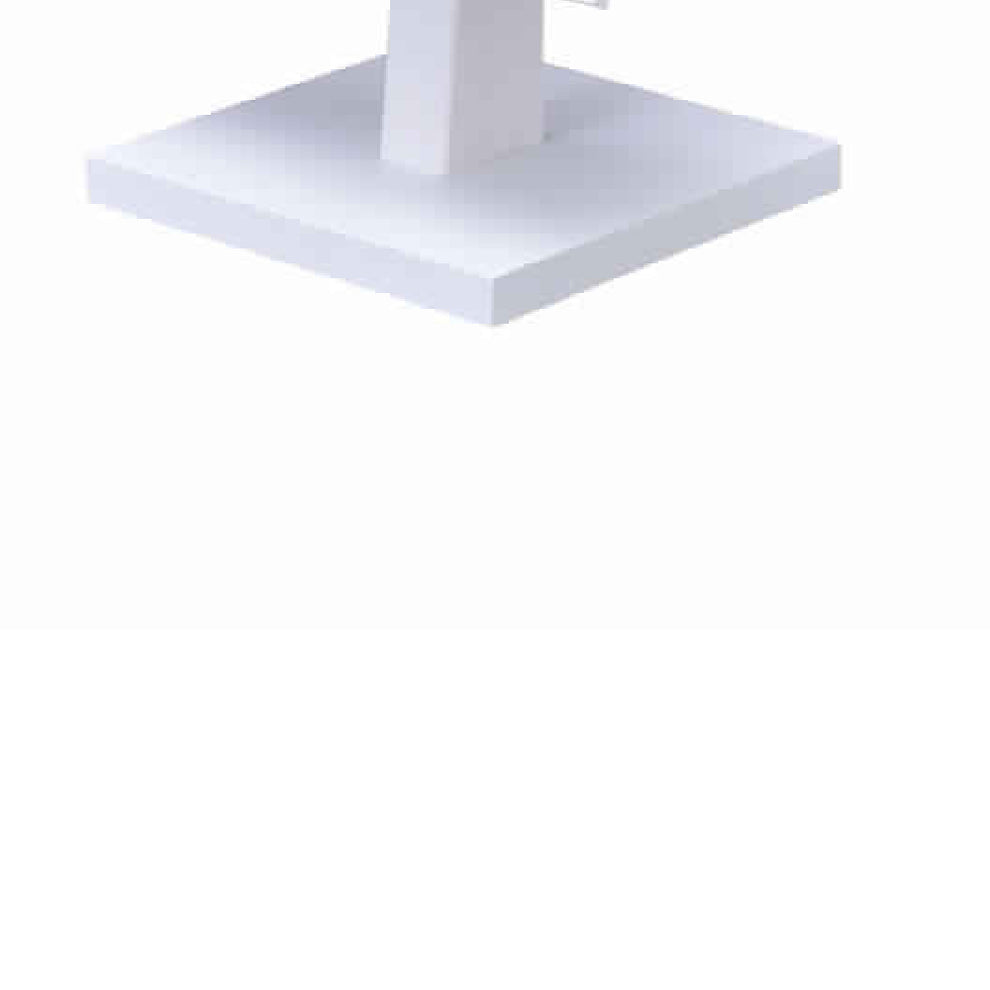 Square Makeup Mirror With Wooden Pedestal Base, White And Silver By Benzara | Mirrors |  Modishstore  - 3