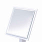 Square Makeup Mirror With Wooden Pedestal Base, White And Silver By Benzara | Mirrors |  Modishstore  - 5