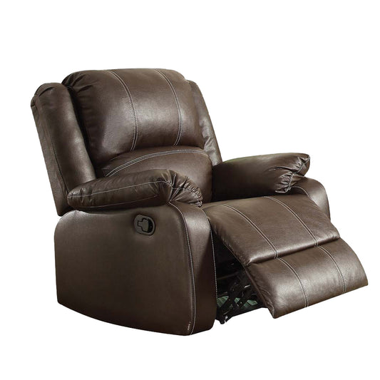 Leather Upholstered Metal Rocker Reclining Chair, Brown By Benzara | Accent Chairs |  Modishstore 