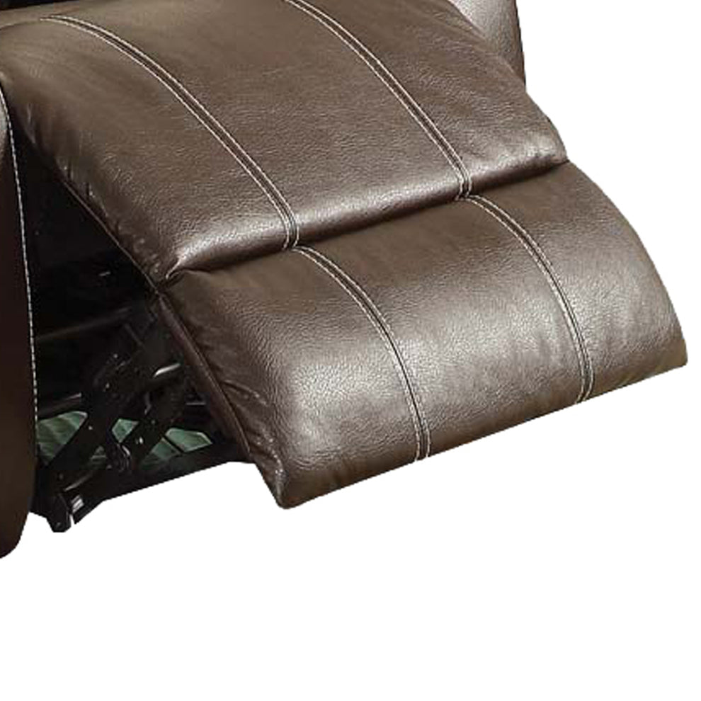 Leather Upholstered Metal Rocker Reclining Chair, Brown By Benzara | Accent Chairs |  Modishstore  - 3