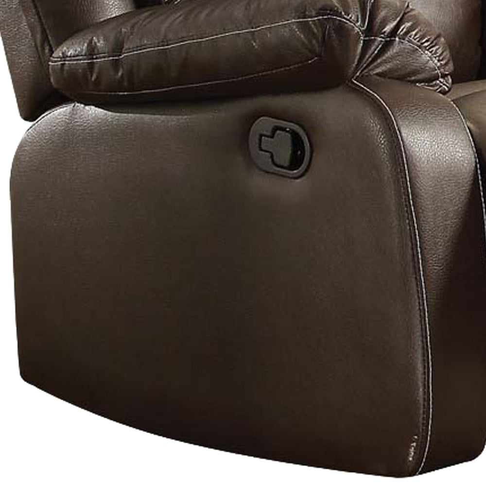 Leather Upholstered Metal Rocker Reclining Chair, Brown By Benzara | Accent Chairs |  Modishstore  - 4
