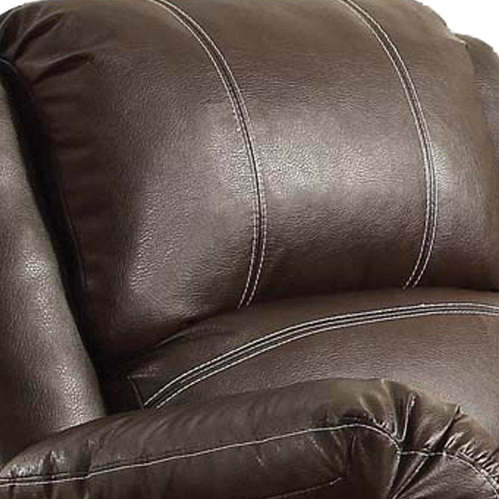 Leather Upholstered Metal Rocker Reclining Chair, Brown By Benzara | Accent Chairs |  Modishstore  - 5
