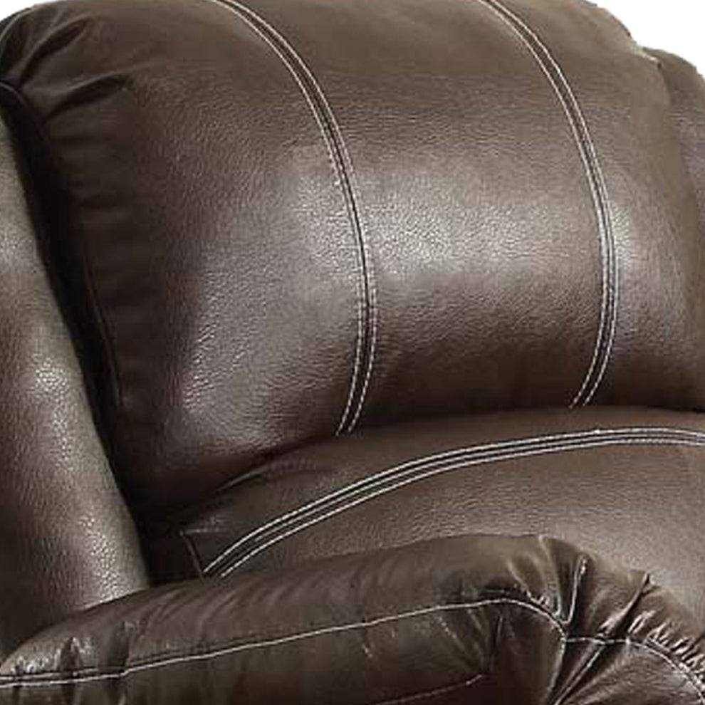 Leather Upholstered Metal Rocker Reclining Chair, Brown By Benzara | Accent Chairs |  Modishstore  - 5
