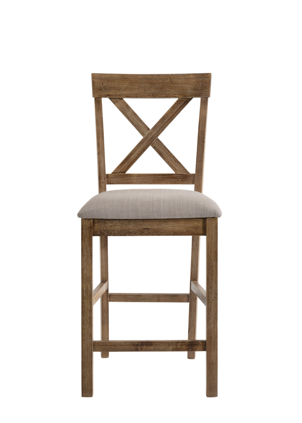 Fabric Upholstered Wooden Counter Height Chair,Set Of 2,Brown And Gray By Benzara | Bar Stools & Tables | Modishstore - 5