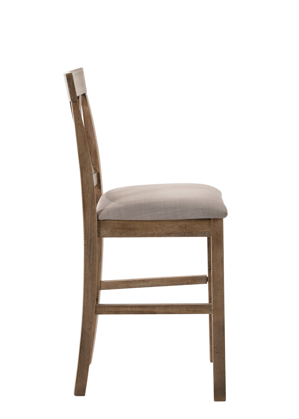 Fabric Upholstered Wooden Counter Height Chair,Set Of 2,Brown And Gray By Benzara | Bar Stools & Tables | Modishstore - 3