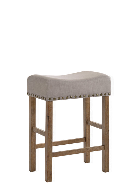 Fabric Upholstered Wooden Counter Height Stool,Set Of 2,Brown And Gray By Benzara | Bar Stools & Table |  Modishstore 