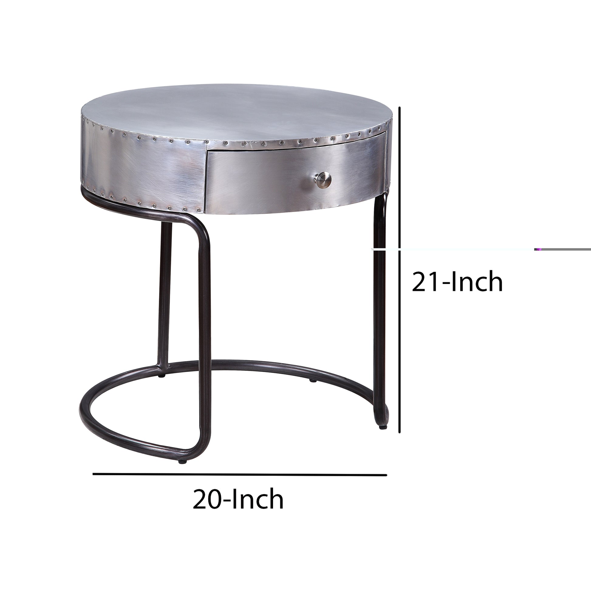Aluminum Patchwork Wooden End Table With Metal Cantilever Base, Silver By Benzara | Side Tables |  Modishstore  - 6