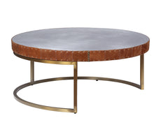 Round Metal Coffee Table With Airy Design Base, Large, Multicolor By Benzara