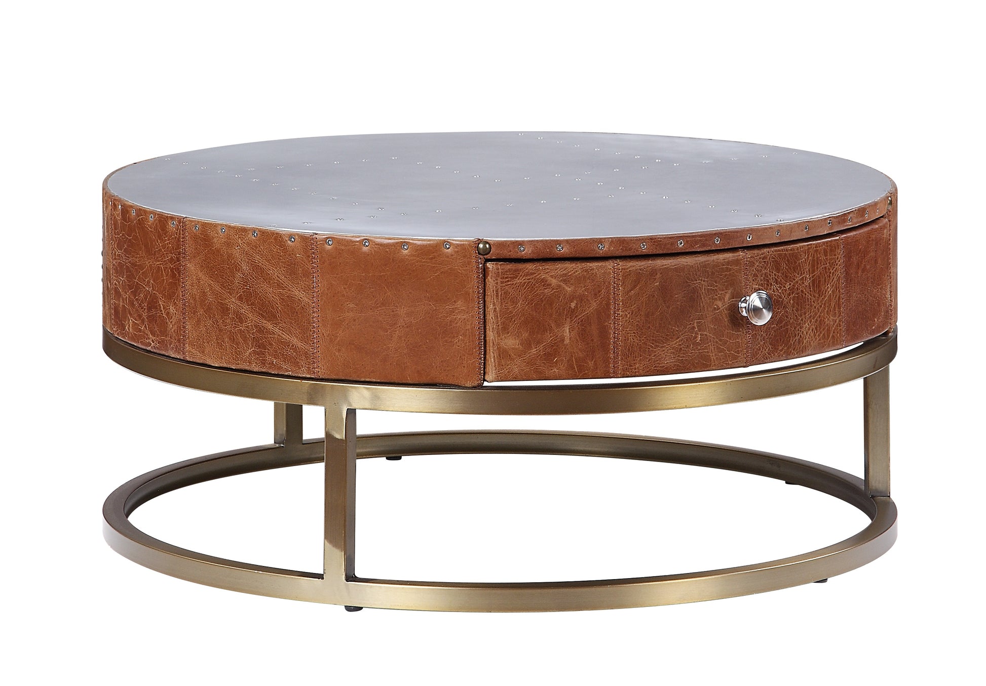 Round Metal Coffee Table With Airy Design Base, Small, Multicolor By Benzara | Coffee Tables |  Modishstore 