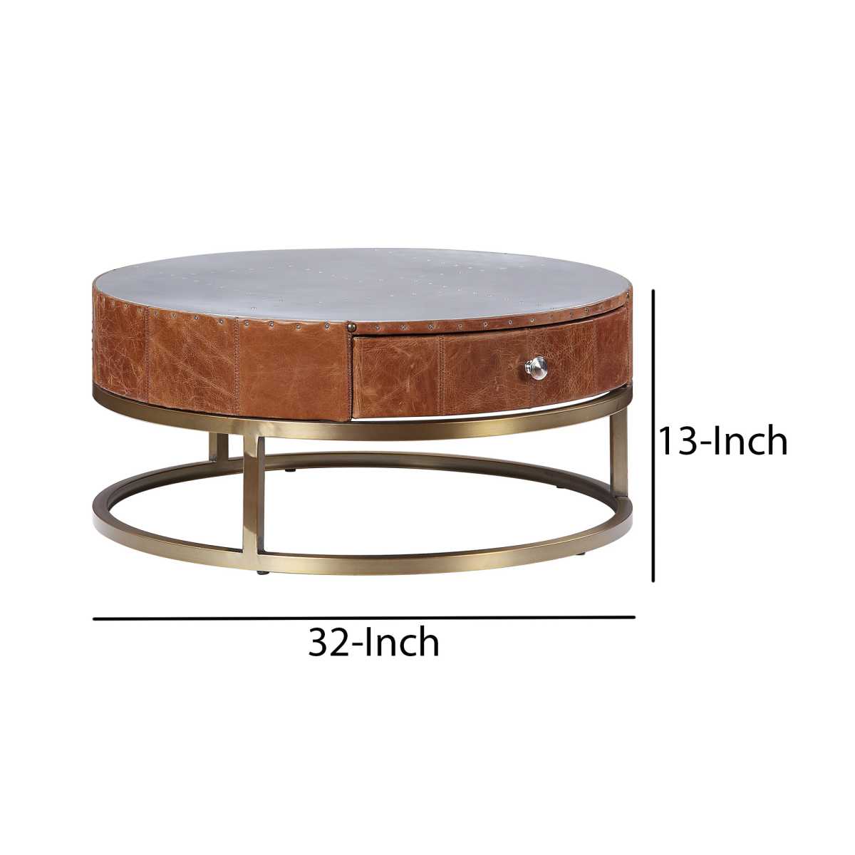 Round Metal Coffee Table With Airy Design Base, Small, Multicolor By Benzara | Coffee Tables |  Modishstore  - 2