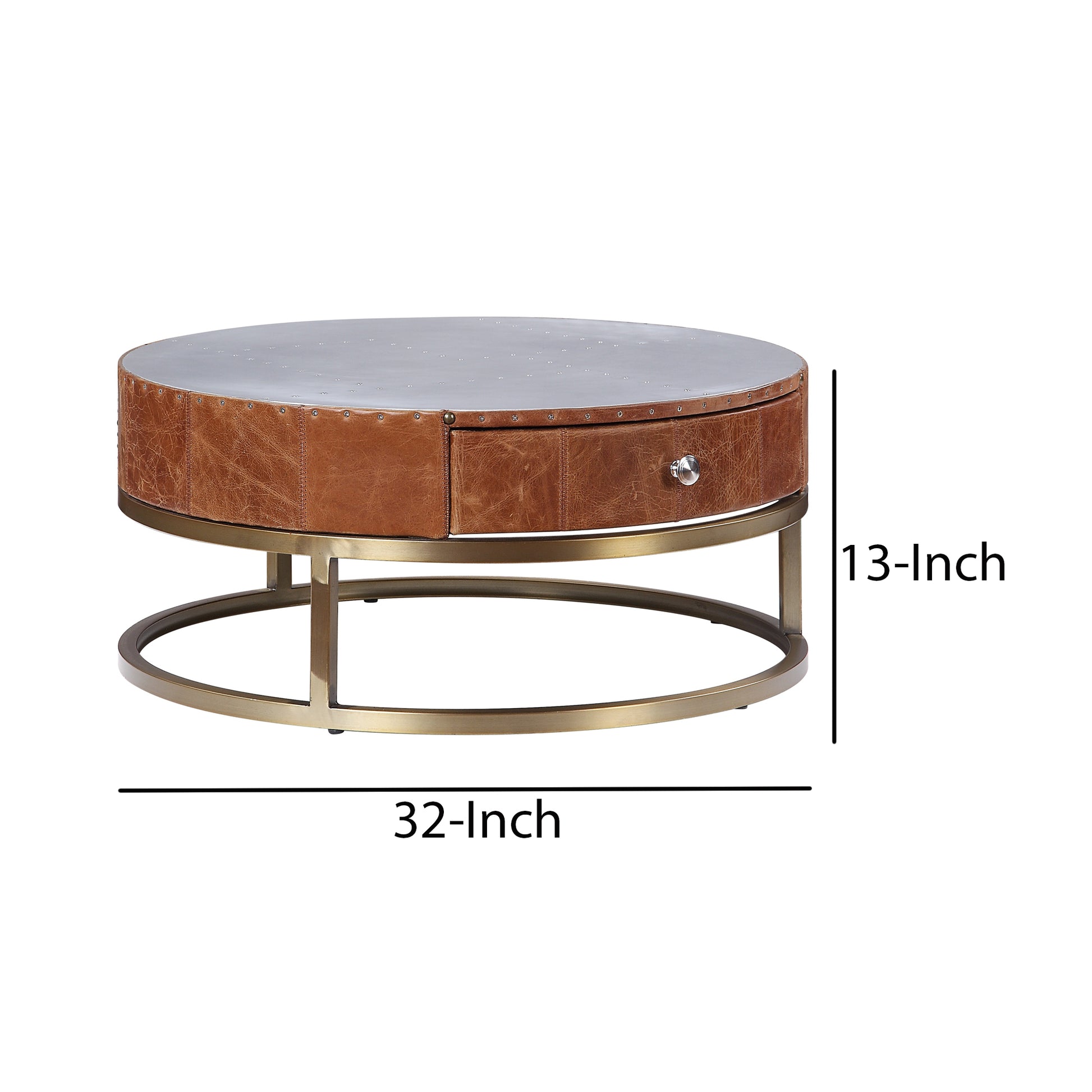 Round Metal Coffee Table With Airy Design Base, Small, Multicolor By Benzara | Coffee Tables |  Modishstore  - 6