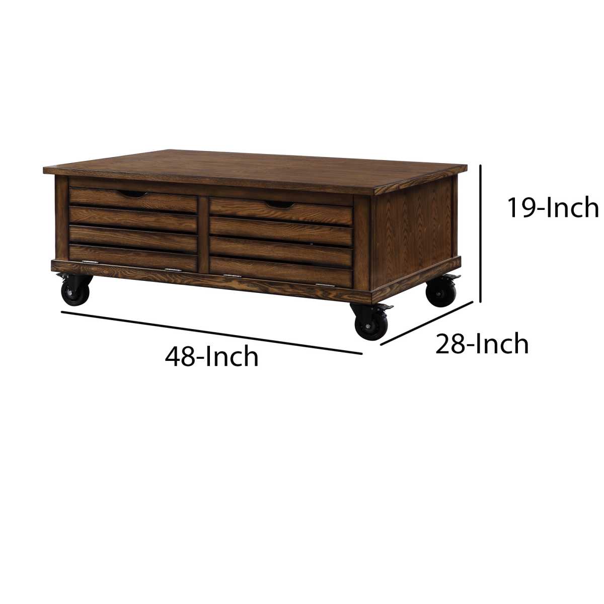 Wooden Coffee Table With Drop Down Storage And Caster Wheels, Brown By Benzara | Coffee Tables |  Modishstore 