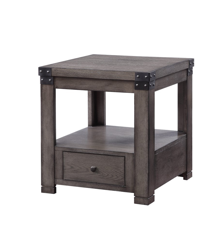 Wooden End Table With Open Bottom Shelf And One Drawer, Gray By Benzara | Side Tables |  Modishstore 