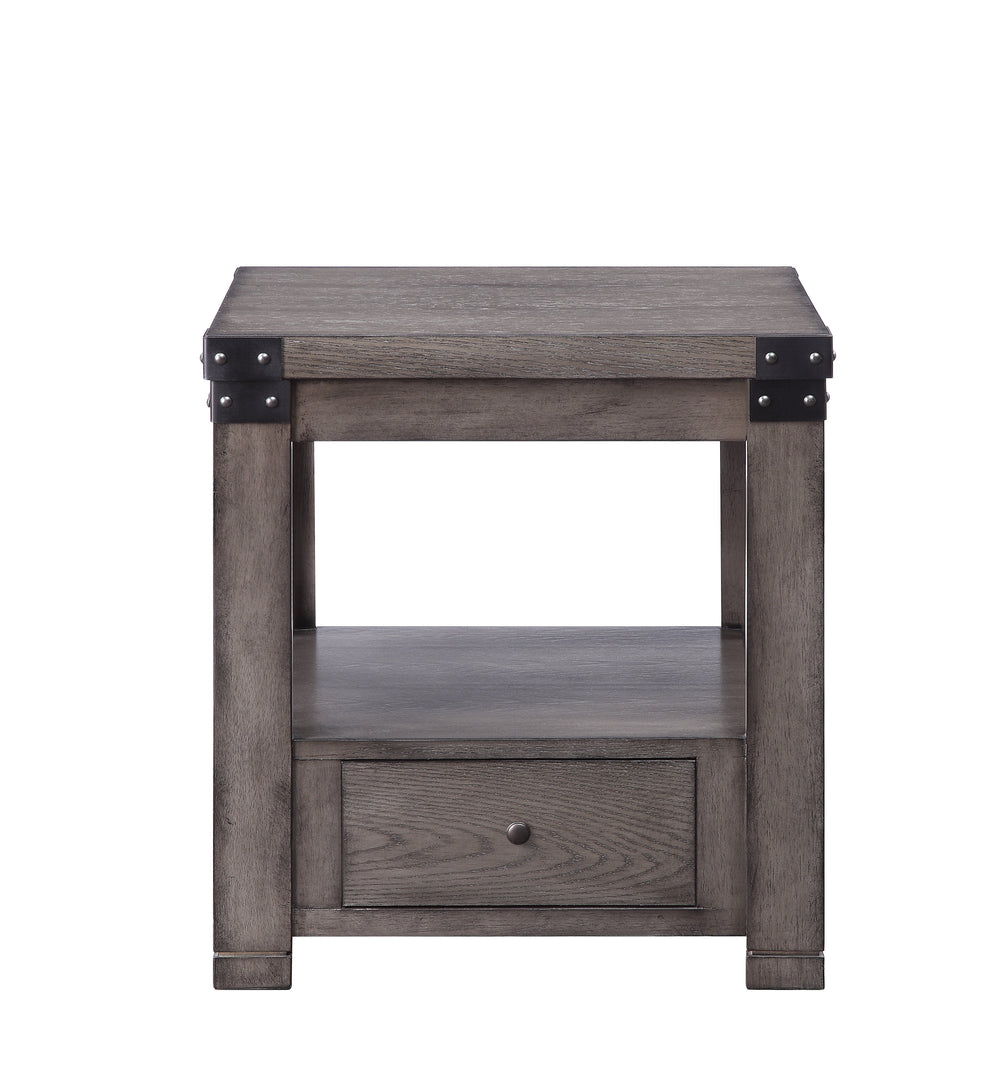 Wooden End Table With Open Bottom Shelf And One Drawer, Gray By Benzara | Side Tables |  Modishstore  - 2