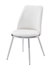 Leatherette Metal Side Chair With Angled Legs, Set Of 2, White By Benzara