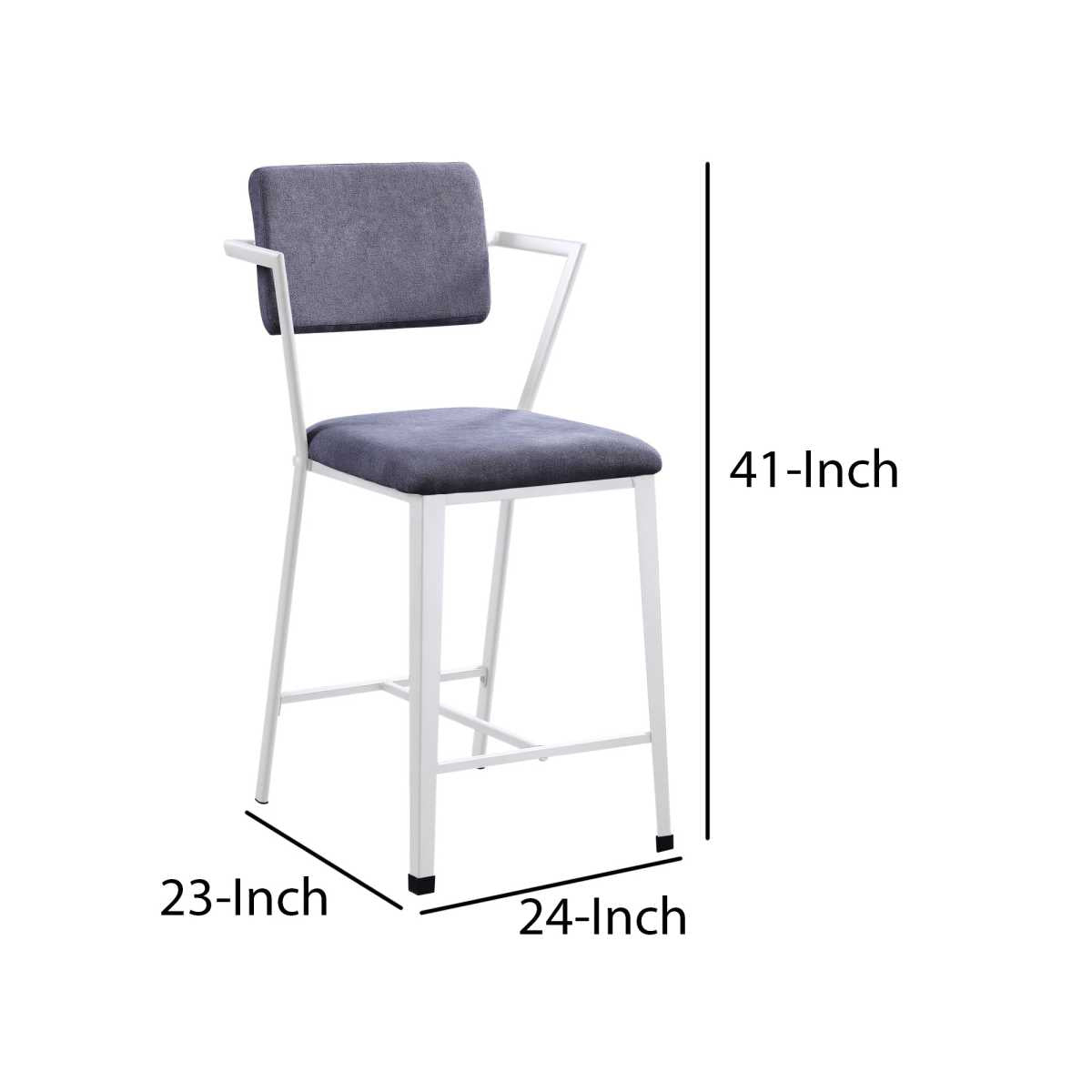 Industrial Style Metal Counter Height Chair, Set Of 2, White And Gray By Benzara | Bar Stools & Table |  Modishstore  - 2
