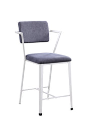 Industrial Style Metal Counter Height Chair, Set Of 2, White And Gray By Benzara